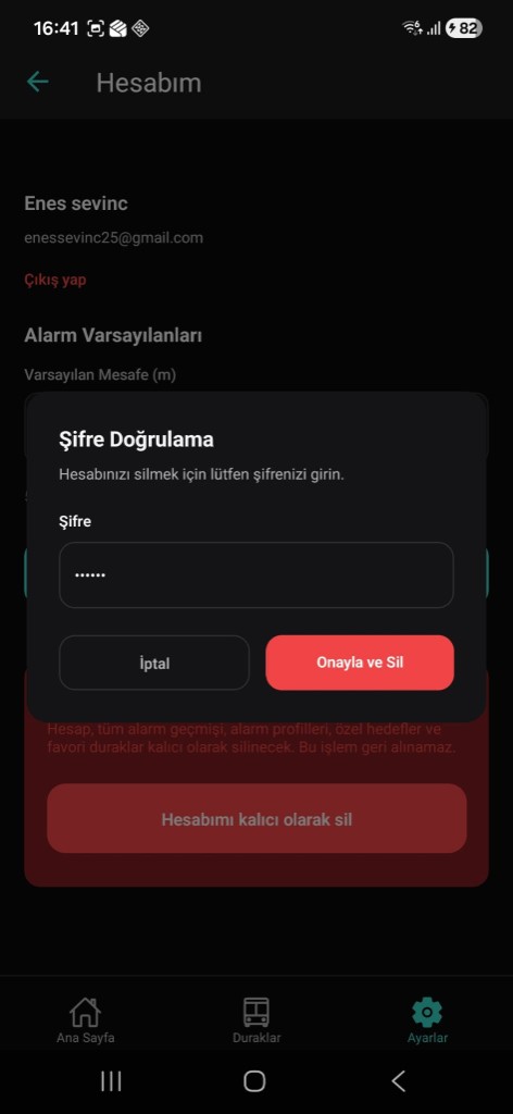 Şifre doğrulama ekranı