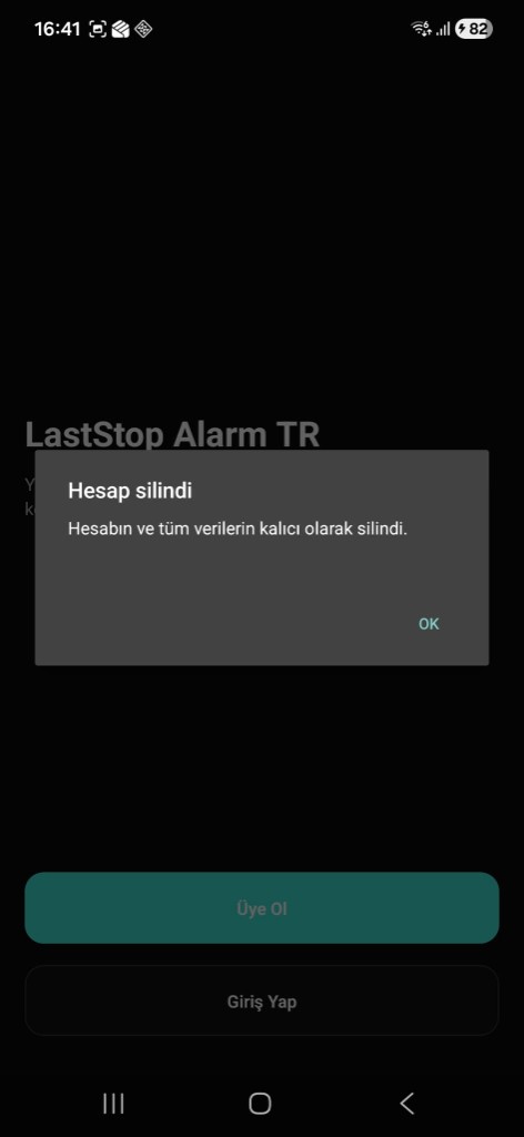 Hesap silindi onayı